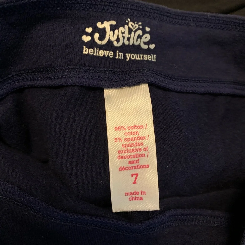 Justice 7 navy stretch Capri workout pants active